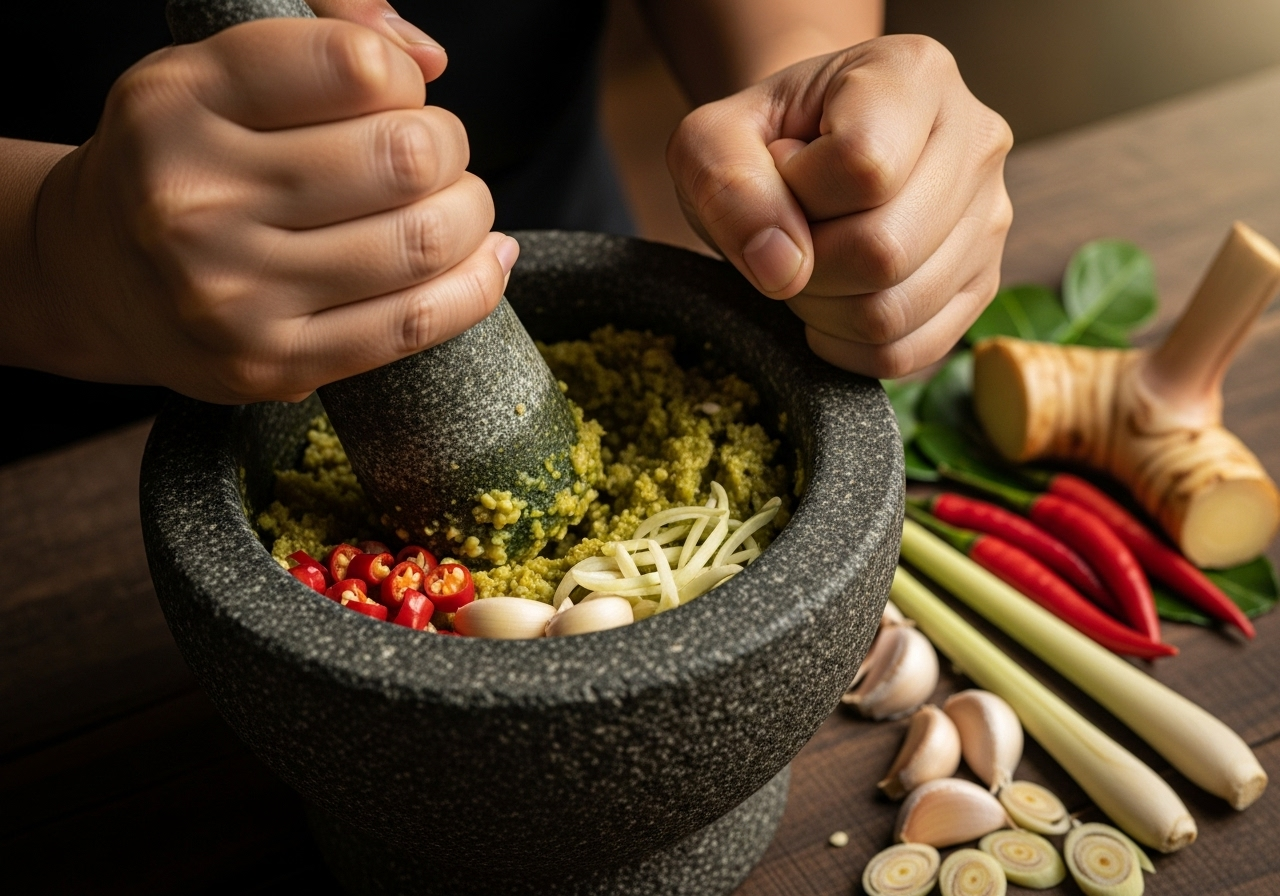 Traditional Curry Paste Preparation